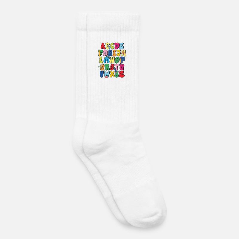 Creative ABC Design for School & Art - Kids Tennis Socks - white