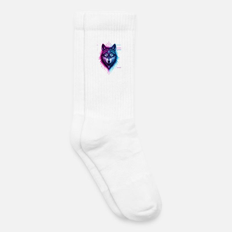 Neon-Wolf Kristallkrone - Kinder Tennissocken - Weiß