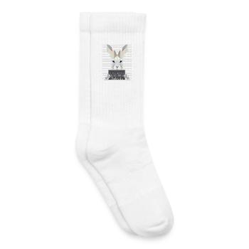 Rabbit Mugshot – Bunny Humor in Geometry - Kids Tennis Socks - white - Right
