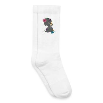 Fille avec des fleurs dans ses cheveux Flower Power - Chaussettes de tennis bio enfant - blanc - Droite