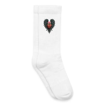 Heart with Wings and Pink Flower - Kids Tennis Socks - white - Right