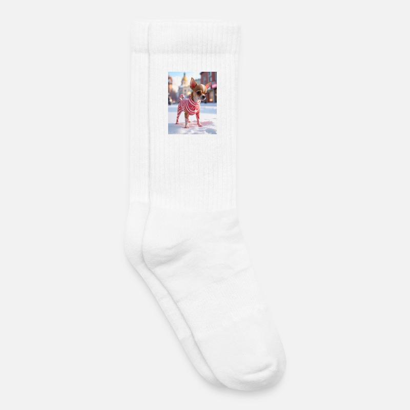 Chihuahua im roten Wirbelpullover - Kinder Tennissocken - Weiß