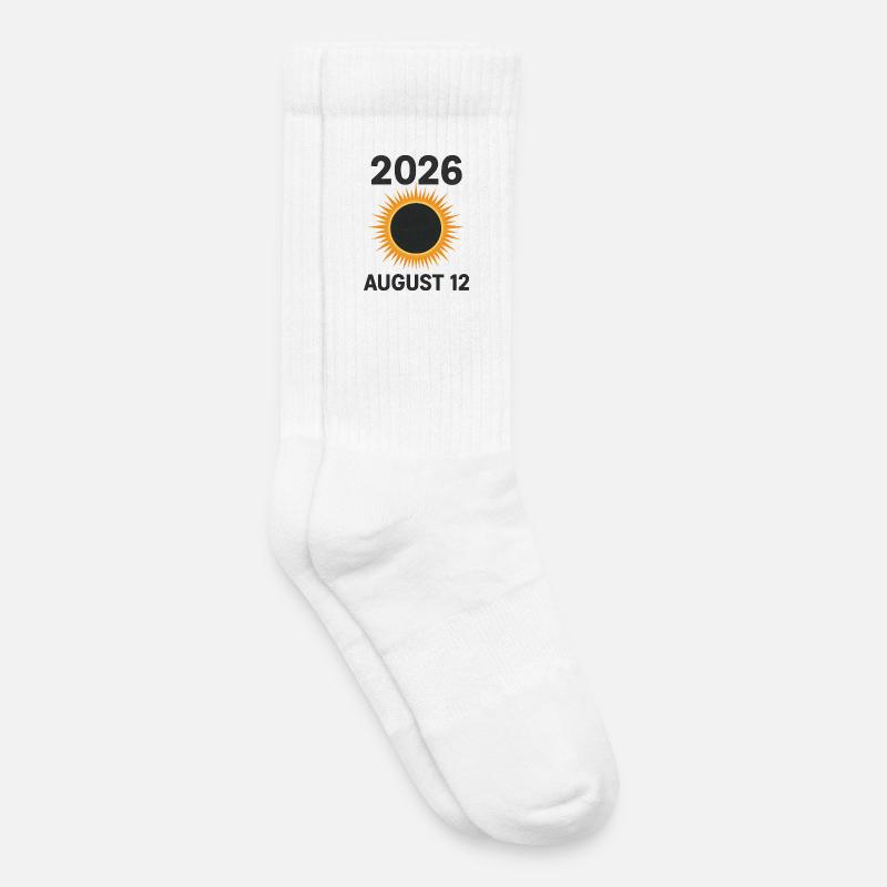 2026 August 12 - total solar eclipse - Kids Tennis Socks - white