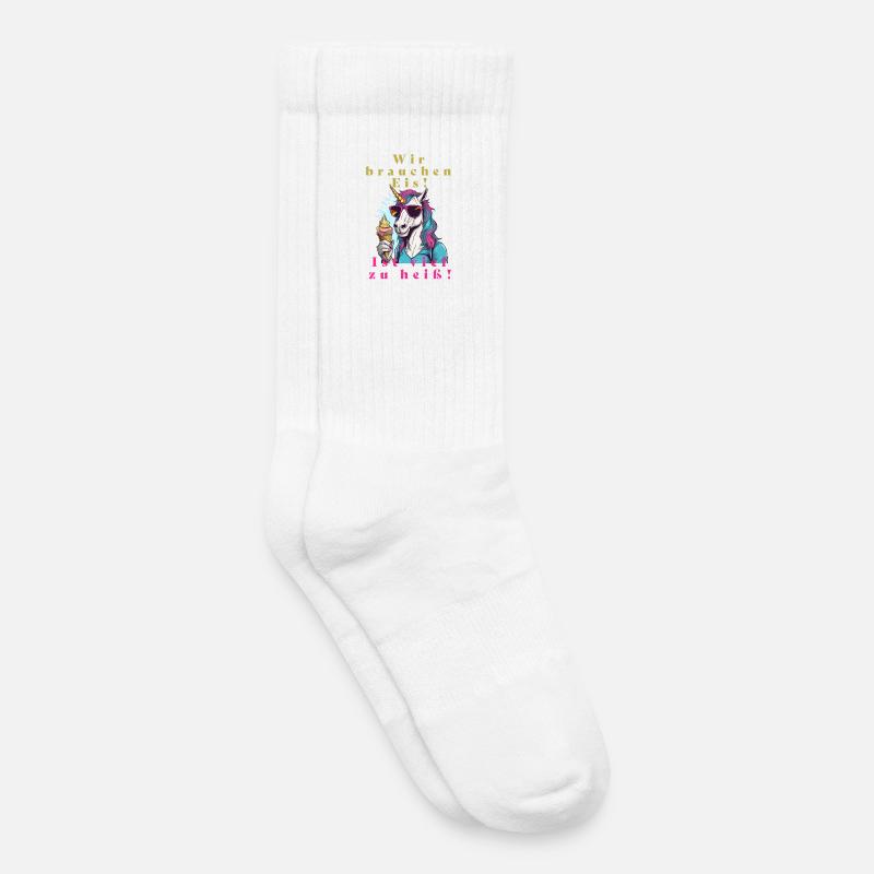 Einhorn Eis vs. Hitze - Kinder Tennissocken - Weiß