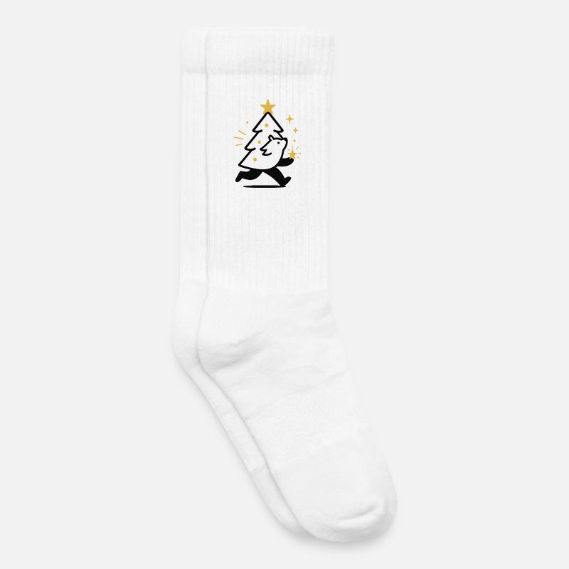 Weihnachtswolf und Sternenbaum - Kinder Tennissocken - Weiß