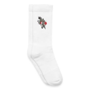 Fleur rayée contrastée - Chaussettes de tennis bio enfant - blanc - Droite