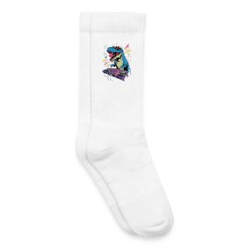DJ Dinosaure - Chaussettes de tennis bio enfant - blanc - Droite