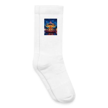 Nachtkarussell im Lichterglanz - Kinder Tennissocken - Weiß - Rechts