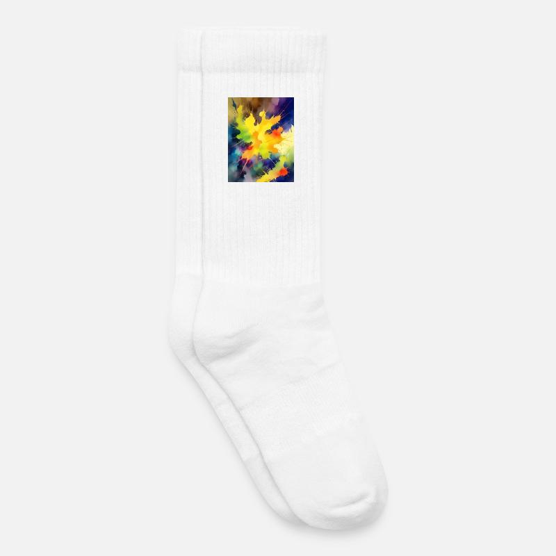 Explosion de couleur Éclaboussure abstraite - Chaussettes de tennis bio enfant - blanc
