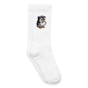 Cute pixel penguin - Kids Tennis Socks - white - Right