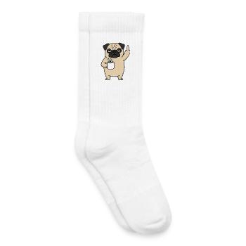 Carlin agacé avec un doigt d’honneur au café - Chaussettes de tennis bio enfant - blanc - Droite