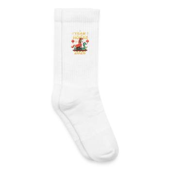 Nouvel An chinois du cheval 2026 - Chaussettes de tennis bio enfant - blanc - Droite