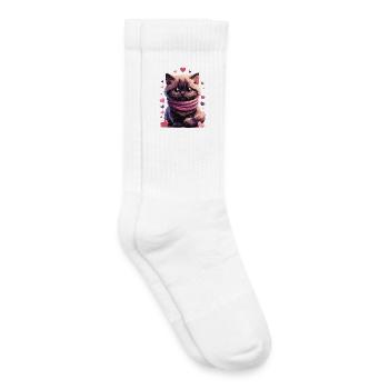 Chaton douillet écharpe rose - Chaussettes de tennis bio enfant - blanc - Droite