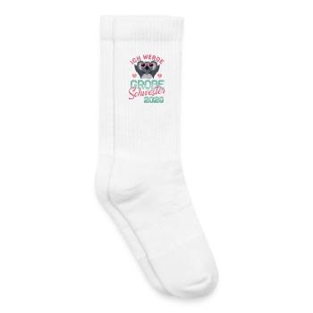 Je serai grande sœur grossesse 2026 - Chaussettes de tennis bio enfant - blanc - Droite