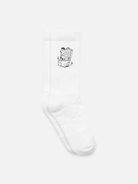 dackel thron toilette line art - Kinder Tennissocken - Weiß