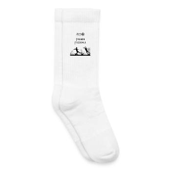 Silhouette de football devant le but - Chaussettes de tennis bio enfant - blanc - Droite