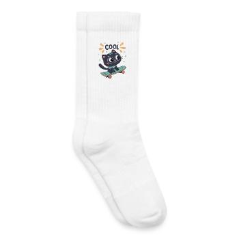 Schicke Skater-Katze an Bord - Kinder Tennissocken - Weiß - Rechts