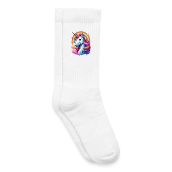 Unicorn with rainbow and clouds - Kids Tennis Socks - white - Right
