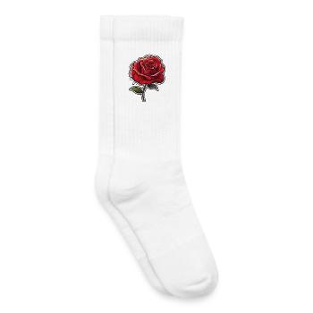 Rote Rose Tattoo-Stil Motiv - Kinder Tennissocken - Weiß - Rechts