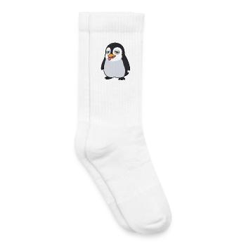 Tired Penguin Cartoon Floppy Tongue Out - Kids Tennis Socks - white - Right