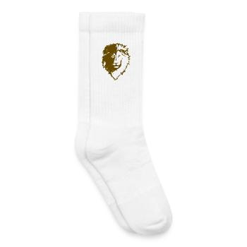 Silhouette de tête de lion ocre - Chaussettes de tennis bio enfant - blanc - Droite