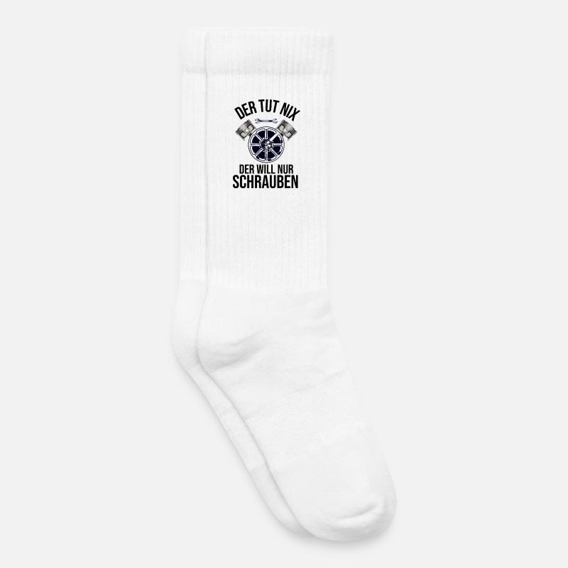 Der tut nix der will nur schrauben  - Kinder Tennissocken - Weiß