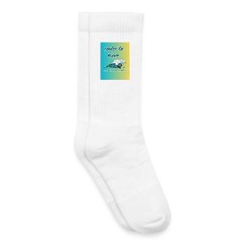 Teal_Illustrated_Wave - Chaussettes de tennis bio enfant - blanc - Droite