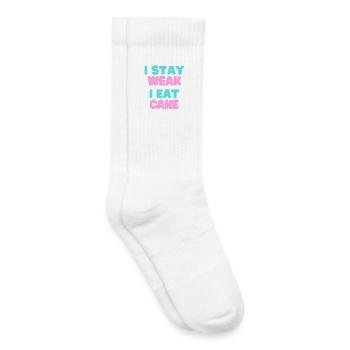 JE RESTE FAIBLE JE MANGE DU GÂTEAU - Devise du gâteau - Chaussettes de tennis bio enfant - blanc - Droite