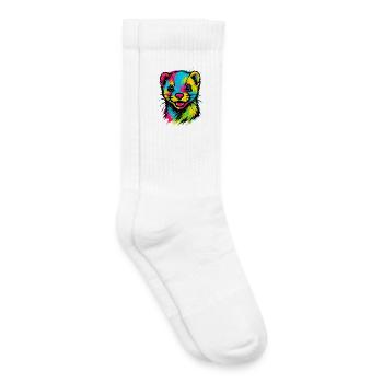 aPortrait de Furet Coloré Style Pop Art Fun - Chaussettes de tennis bio enfant - blanc - Droite