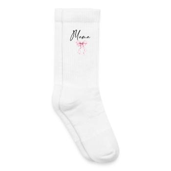 Mama Design mit Rosa Schleife – Süßes Mama Motiv - Kinder Tennissocken - Weiß - Rechts