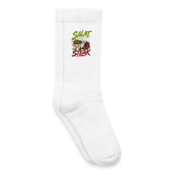 Salat statt Steak - lustig Vegan Vegetarisch Logo - Kinder Tennissocken - Weiß - Rechts