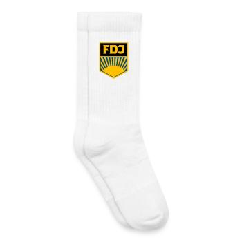 FDJ - Freie Deutsche Jugend (eckig, dreifarbig) - Kinder Tennissocken - Weiß - Rechts