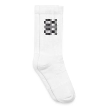 Motif géométrique de grille sur échiquier - Chaussettes de tennis bio enfant - blanc - Droite