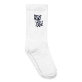 Katze Disco Glitzer - Kinder Tennissocken - Weiß - Rechts