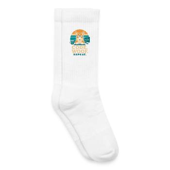 Code Woof Repeat Programmer Corgi - Kids Tennis Socks - white - Right