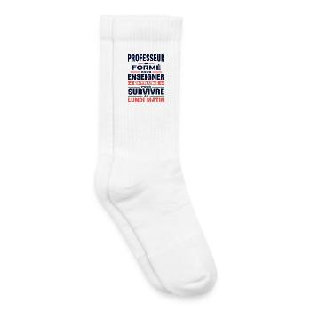 T-shirt professeur humour lundi matin  - Chaussettes de tennis bio enfant - blanc - Droite