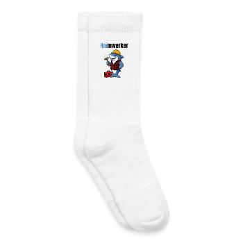 Haimwerker – Lustiger Hai Handwerker - Kinder Tennissocken - Weiß - Rechts