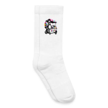 Pinguin am Eiswagen im Stencil Style - Kinder Tennissocken - Weiß - Rechts
