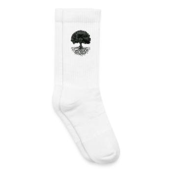 Lebensbaum mit Wurzeln – Schwarzweiß - Kinder Tennissocken - Weiß - Rechts