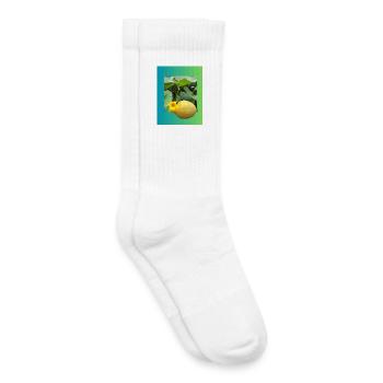 Yellow zucchini with blossom - Kids Tennis Socks - white - Right