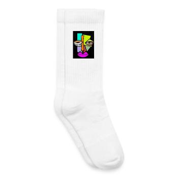 Neon Geometric Face Pop Art - Kids Tennis Socks - white - Right