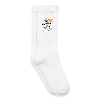 Du musst erst "Bitte, bitte liebe Königin sagen!" - Kinder Tennissocken - Weiß - Rechts