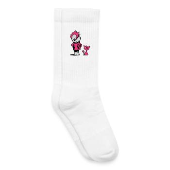 A little punk with a little cat - Kids Tennis Socks - white - Right