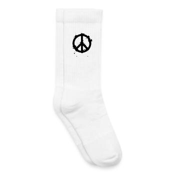 Striking peace sign in graffiti splatter look - Kids Tennis Socks - white - Right