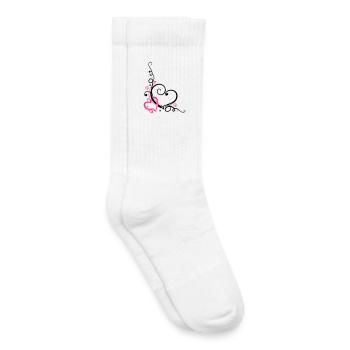 Zwei Herzen mit Blumen, verliebt - Kinder Tennissocken - Weiß - Rechts