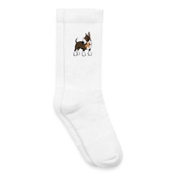 Bullterrier mit Teddy - Kinder Tennissocken - Weiß - Rechts
