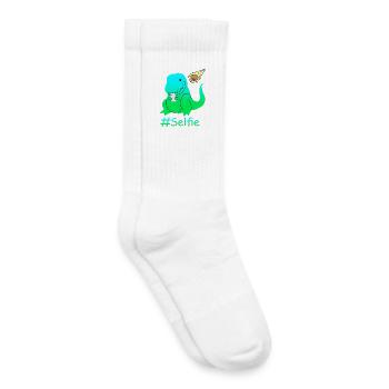 Lustiger Selfie Dinosaurier - Kinder Tennissocken - Weiß - Rechts
