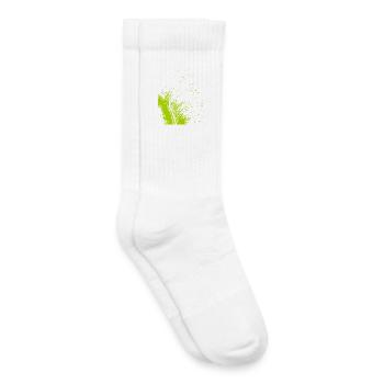 Plume abstraite / ligne / vert / motif - Chaussettes de tennis bio enfant - blanc - Droite
