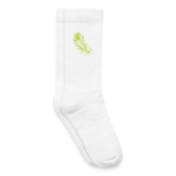 Abstract feather / line / green / pattern - Kids Tennis Socks - white - Right