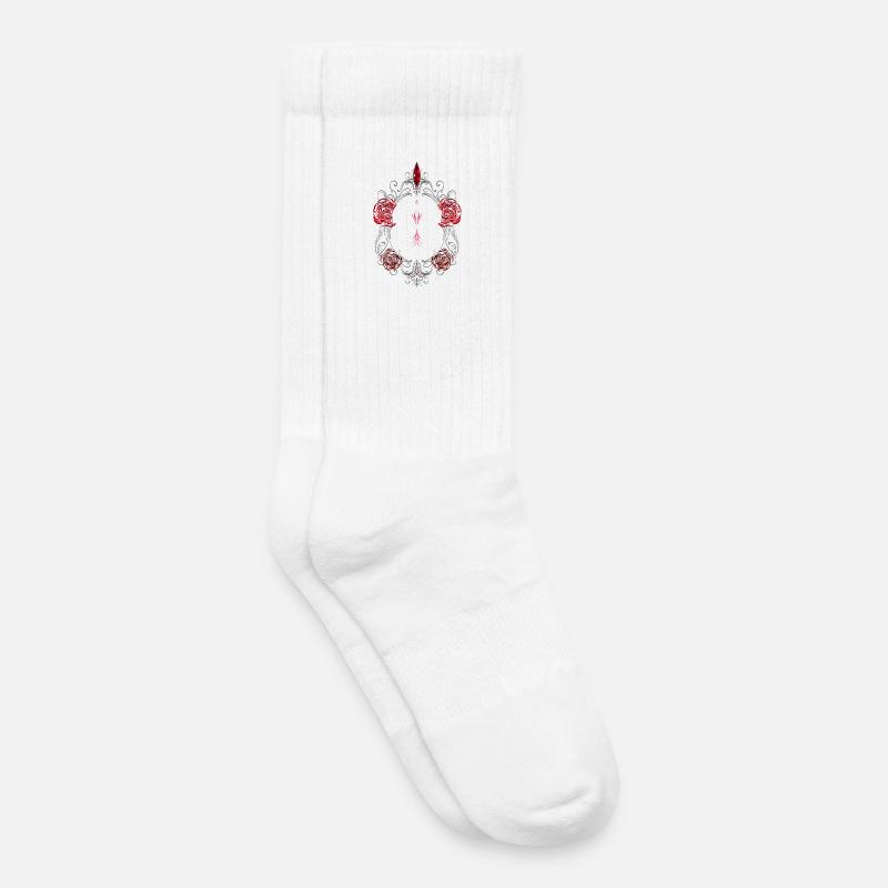 Skull with Red Roses Gothic Ästhetik - Kinder Tennissocken - Weiß